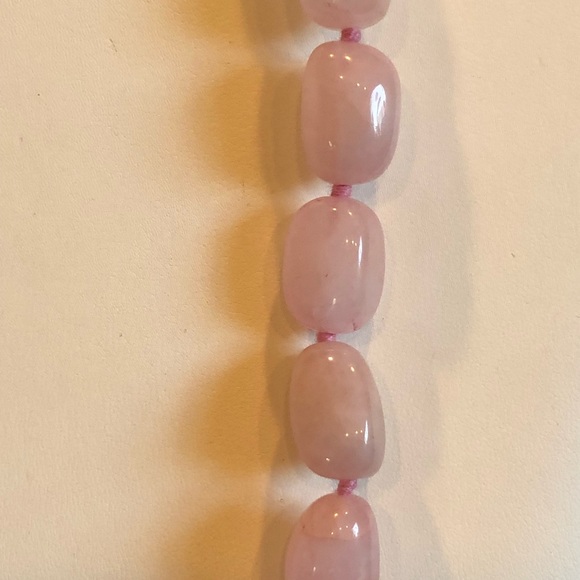 Organic Pink Rose Quartz Necklace sterling silver - Picture 2 of 7